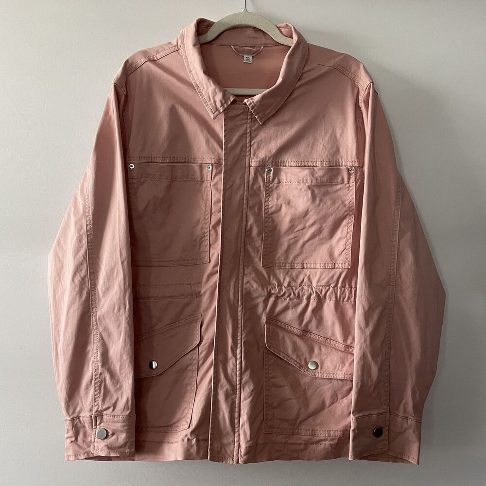 Time and Tru Utility Anorak Jacket Pink Long Sleeve Drawstring Size 20
